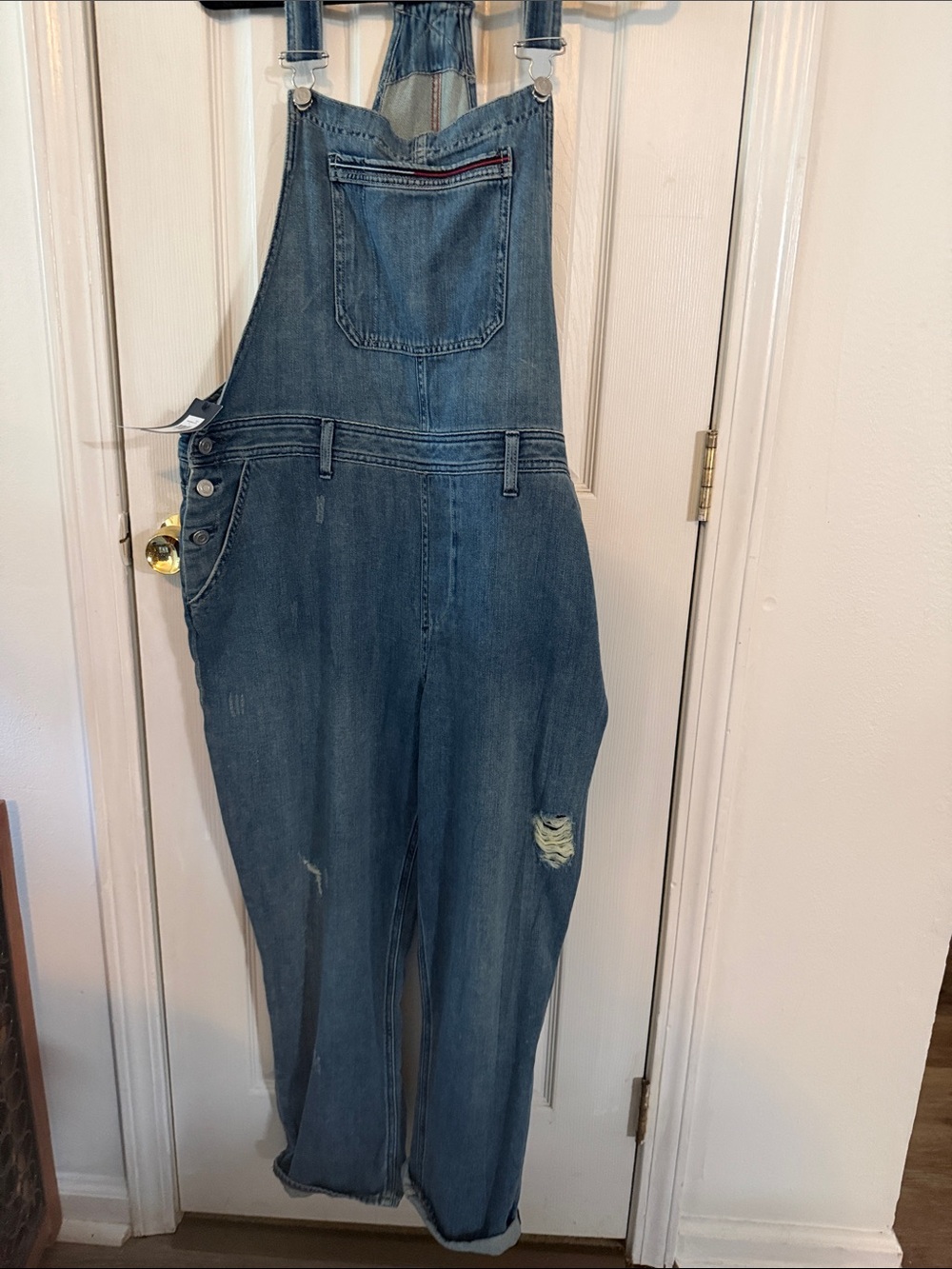 Tommy Hilfiger Blue Denim Women's Overalls with Front Bib Pocket